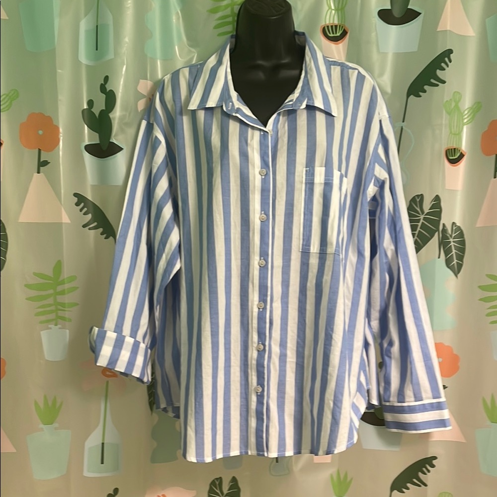 Maurices Blue and White Button Down Shirt